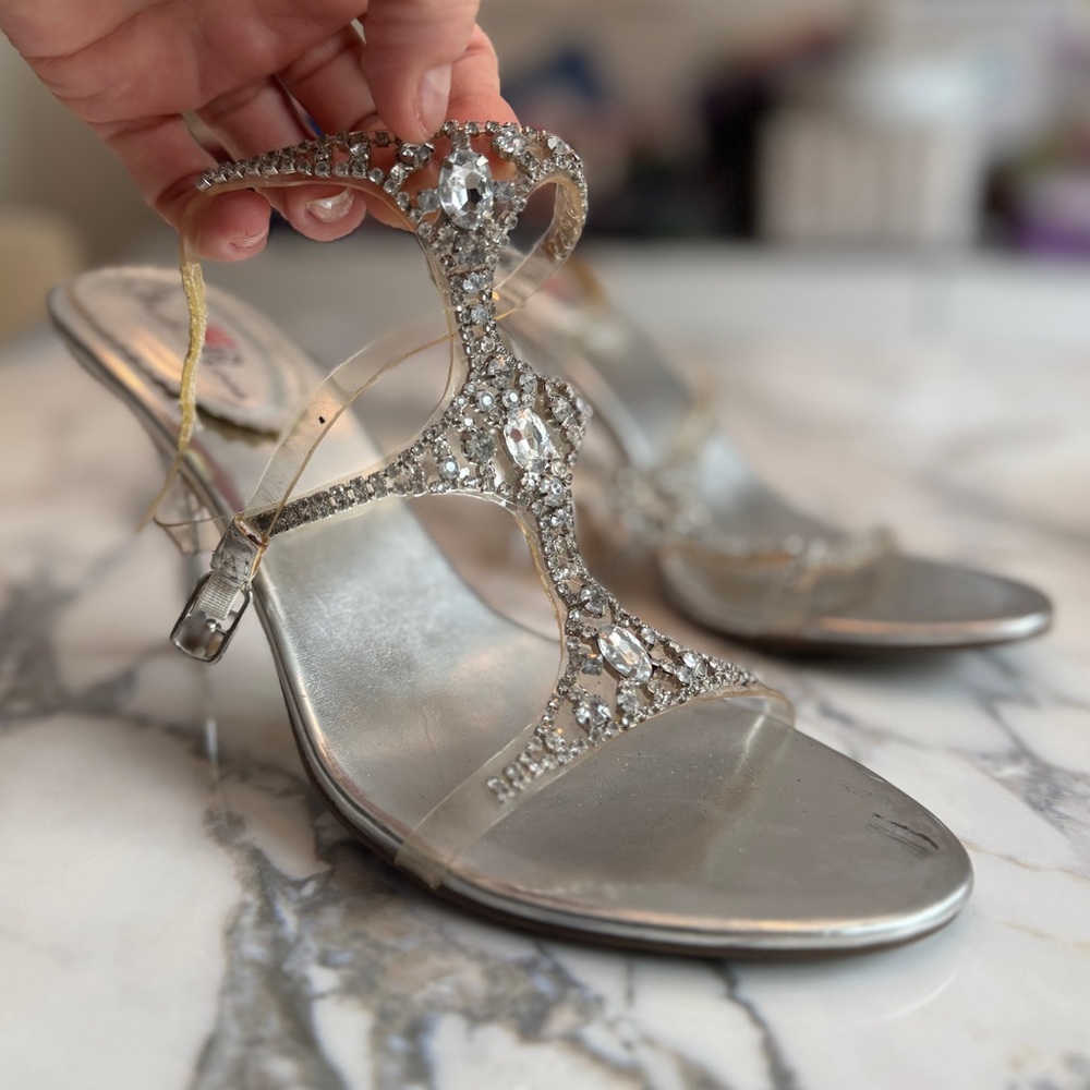 Wild Rose Silver Embellished Heels